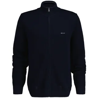 GANT Herren, Cotton Pique Zip Cardigan Strickjacke, Evening Blue, 3XL, EU