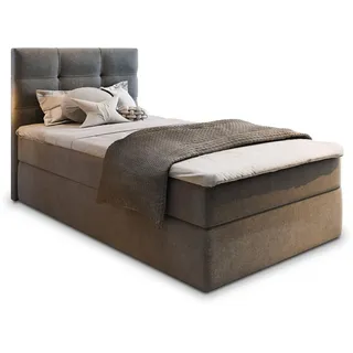 masseno Boxspringbett Glos 90 90x200 cm mit Matratze und Topper, Polsterbett mit Bettkästen Grau COSMIC 160 - Grau