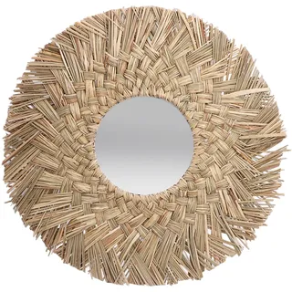 BORDSTRACT Dekorativer Spiegel mit Gewebten, 40 cm Geflochtener Handgewebte Boho Wandspiegel mit Dekor rund für Wohnzimmer Schlafzimmer Badezimmer Deko Hängedeko Wanddeko