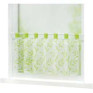 Joyswahl Scheibengardine Voile Bistrogardine »Celilie« mit Blätter Muster Transparente Gardine Stores HxB 45x90cm Grün 1er Pack