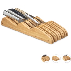 Bild Messerblock Schublade, ohne Messer, liegend, Bambus, für 9 Messer, HBT: 5x12x40 cm, Schubladeneinsatz, natur