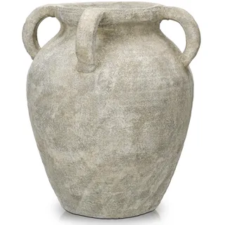 Hohe 30cm Keramikvase Handgemachte Vintage Terrakotta-Vase Tischvase mit Griffen aus Keramik für Deko Wohnzimmer Home Office, Vase für Pampasgras, Rustikales Antikes Dekor, Vintage Grün