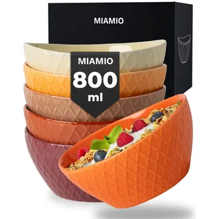 MIAMIO – 6 x 800 ml – Schüssel Set/Müslischalen Set – Moderne Schüsseln Matt – Bowls Set groß – Palmanova Kollektion (Rot)