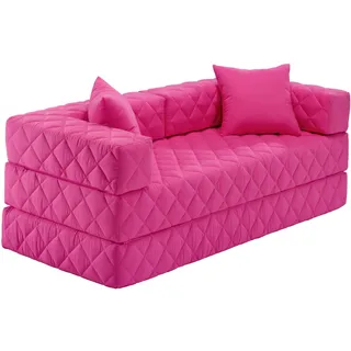 Traumnacht Schlafsofa und Gästesofa mit Schlaffunktion 200x80x65 cm – Rosa mit 2 Spitzkissen, abnehmbarer Bezug, für Kinder und Erwachsene