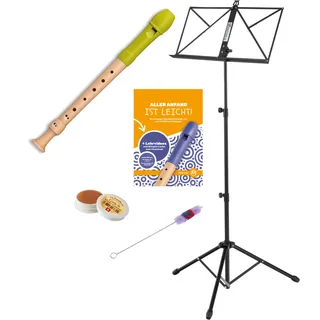 Mollenhauer Fipple "Lere" Sopran Blockflöte Apfelgrün Barock Set