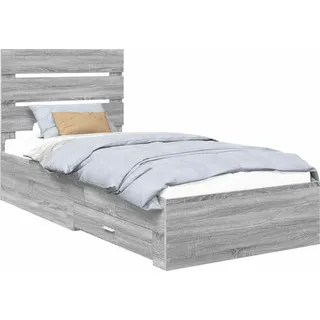 vidaXL Bettrahmen mit Schubladen Sonoma-Grau 90 x 200 cm Holzwerkstoff - Grau