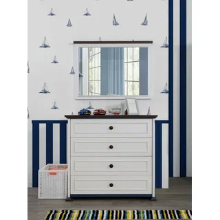 Kommode mit Spiegel Schubladen Holz Kommoden Jugendzimmer Sideboard - Weiß