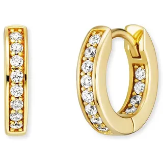 Engelsrufer filigrane Keep it so simple Damen Creole Emma aus vergoldetem Sterling Silber - besetzt mit 24 weißen Zirkonia Steinen - Clipverschluss - nickelfrei - Größe: 13mm