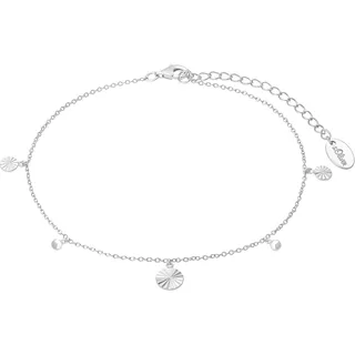 s.Oliver Fußkette 925 Sterling Silber Damen Sommerschmuck, 22+5 cm, Silber, Münze, Kommt in Schmuck Geschenk Box