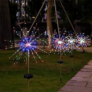 4 Stück Solar Feuerwerk Lichter, Solar Garten Lichter, 90 LED Außen Wasserdicht Glühwürmchen Wege Lichter, Solar Dekorative Licht Garten Kanal Dekorative Einsatz Licht, Farbige Lichter