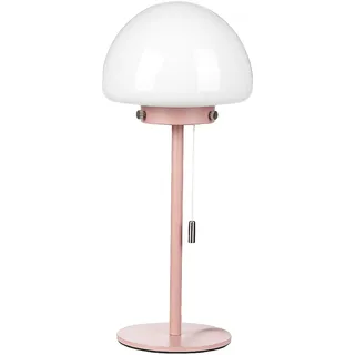 BELIANI Tischlampe rosa Metallsockel, Glasschirm, Zugschalter, minimalistischer Stil Bürolicht für zu Hause - Rosa, Weiß