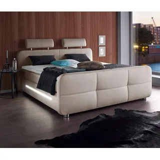 Jockenhöfer Boxspringbett "Gina", grau (greige 329, 27), B:192cm L:223cm, Spiegelfläche der Matratzen: 100% Polyester;Topper: 100% Polyurethan, Bezug (100% Polyester) abnehmbar und waschbar bis 60o C, Komplettbetten, Boxspringbett, inkl.