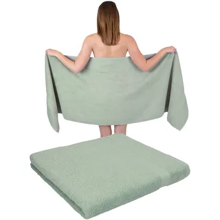 Betz 2 Stück Saunatücher XXL Badetuch Liegetuch Strandlaken Saunahandtuch Premium Frottee 100% Baumwolle Größe 70 x 200 cm Farbe heugrün