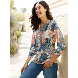 Tunikashirt INSPIRATIONEN "Tunikashirt", Damen, Gr. 40, bunt (jade, terra, bedruckt), 50% Baumwolle, 50% Modal, gemustert, mehrfarbig, Rundhals, Shirts Tunikashirt