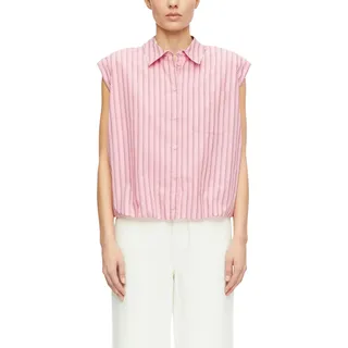 Blusentop COMMA, Damen, Gr. 34, pink stripe, Web, Obermaterial: 60% Lyocell, 40% Baumwolle, gestreift, lässig geschnitten hüftbedeckend, Rundhals, abgerundeter Saum, Blusen Blusentop, Ärmellose Bluse -gestreift