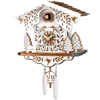 Engstler - 330 Q braun - Wanduhr Kuckucksuhr - Quarz - Weiß