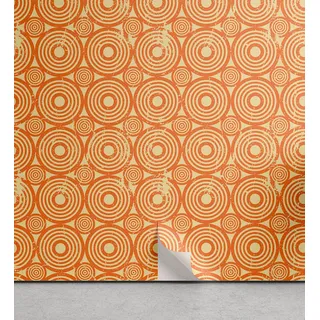 ABAKUHAUS Jugendstil abziehbare & klebbare Tapete für Zuhause, Pastell Geometrische Grunge, selbstklebendes Wohnzimmer Küchenakzent, 33 cm x 180 cm, Hellgelb Zinnoberrot - Hellgelb