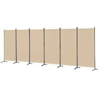 Angel Living Paravent Innen Raumteiler Trennwand Faltbarer Raumteiler Sichtschutzwand Innen für Garten Terrasse Balkon Outdoor (Beige, 6 Teilig 486 x 180 cm)