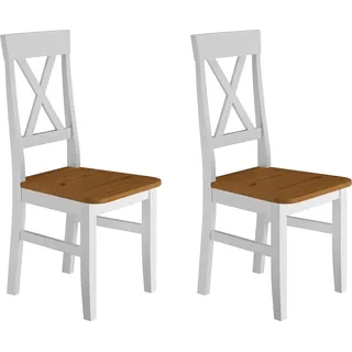 Küchenstuhl Massivholzstuhl Farbton Eiche und weiß Esszimmerstuhl Massivholz V-90.71-24W - Braun, Weiß