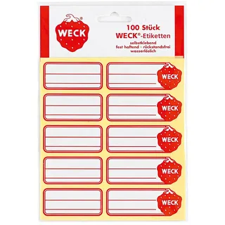 Weck selbstklebende Etiketten 100er Set, Zubehör für Einweckgläser, Einmachgläser und Gläser, zur sicheren und gut lesbaren Beschriftung von Vorratsgläsern
