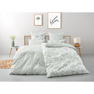 Bettwäsche OTTO HOME "Nordby", jade, B/L: 135cm x 200cm, 1 Stk., 1 Stk., Soft-Seersucker, B/L: 40cm x 80cm, 2 Stk., Soft-Seersucker, Obermaterial: 100% Baumwolle, Bettwäsche, Bettwäsche, Bettwäsche aus Baumwolle, skandinavisches Design, ab Größe 135x200 cm