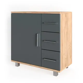 Vicco Waschbeckenunterschrank Ilias, 60 x 60.8 cm, Eiche/Anthrazit
