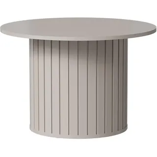 Beautysofa Couchtisch Zalia mit geriffeltem Sockel, runde Tischplatte 70 cm, im Retro-Stil, Kaschmir , Holzwerkstoff , Rund , 70x47x70 cm , Wohnzimmer, Wohnzimmertische, Couchtische