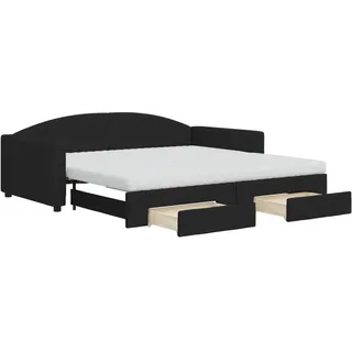 vidaXL Tagesbett Ausziehbar mit Schubladen Schwarz 100x200 cm Stoff - Schwarz