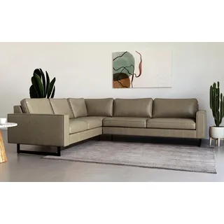 Places of Style Ecksofa »Pinto, 250/290 cm, langer Schenkel, XXL, Ottomane«, Cord, Feincord, Luxus-Microfaser Leder und Chenille, grau