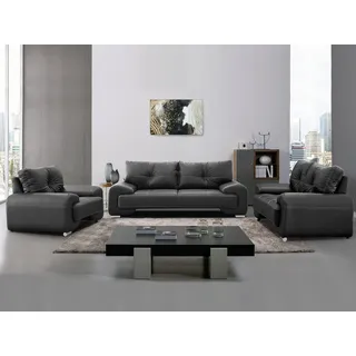 beautysofa Polstergarnitur Omega Set 3+2+1 Sofa Wohnzimmer Sofagarnitur schwarz, stilvoll & bequem - Schwarz