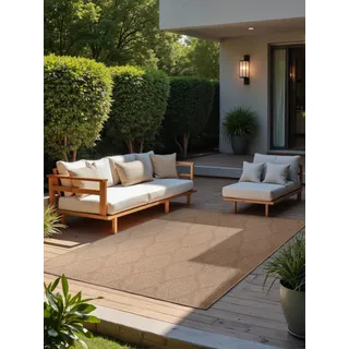 Hanse Home Northrugs Liora In- & Outdoor Teppich Modern - Modernes Flachgewebe, Wendeteppich mit Floral Design, ÖKO-TEX Wetterfest & UV-beständig für Balkon, Terrasse, Garten – Jute Weiß, 120x170cm