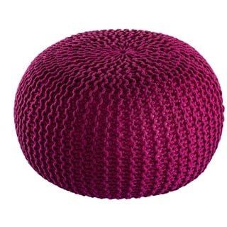 kreatives Wohnen Pouf Premium ø45cm Sitzhocker Strickpouf Innen Terrasse Pool Garten nachhaltig Bordeaux - Amaranth