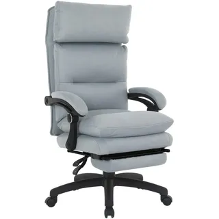 Venda Chefsessel , Hellgrau , Metall, Kunststoff, Textil , Drehkreuz , 63.5x114-122x70 cm , Sitzfläche 360° drehbar, inklusive Armlehnen, ausziehbare Fußstütze , Büromöbel, Bürostühle, Chefsessel