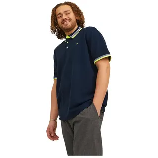 Jack & Jones Essential Paulos Plus Size Kurzarm-poloshirt - Dark Navy / Detail Neon - 7XL