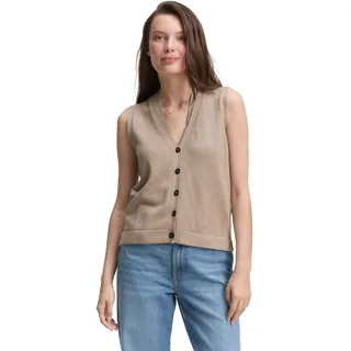 TOM TAILOR Damen 1047676 Pullunder mit Knopfleiste, 38330-Soft Taupe Melange, L