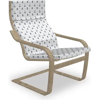 ABAKUHAUS Anker Poäng Sessel Polster, Anker und Schädel-Knochen, Sitzkissen mit Stuhlkissen mit Hakenschlaufe und Reißverschluss, Navy blau - Blau