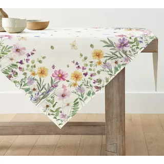 Artoid Mode Blumen Schmetterling Frühling Tischwäsche, Saisonnal Küche Tisch Dekoration Drinnen Urlaub Party Dekor 100x100 cm