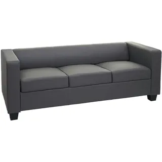 Mendler 3er Sofa Couch Loungesofa Lille ~ Kunstleder, dunkelgrau