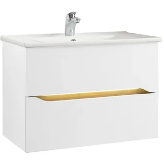 Saphir Badmöbel-Set »Quickset Keramikwaschtisch mit Unterschrank, 75 cm breit« 3 Stk. tlg., weiß