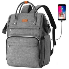 Bild Rucksack Schule Damen,Schulrucksack Frauen,Laptop Rucksack mit 12-16 Zoll Laptopfach für Mädchen Teenager,Universität,Studium,Arbeit,Reisen(grau)