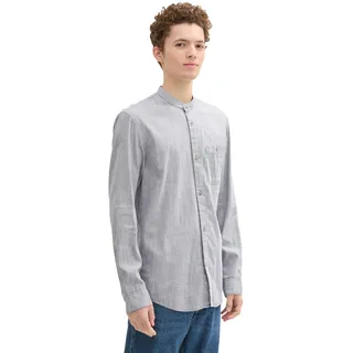 TOM TAILOR Denim Herren Slim Fit Dobby Hemd mit Brusttasche,36059 - Navy White Structure, XL