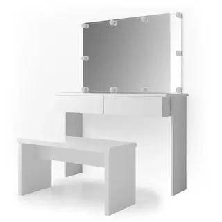 Vicco Schminktisch Azur Weiß 120 cm mit LED Beleuchtung und Bank