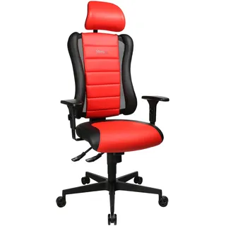 Topstar Sitness RS Büro-/Gaming-/Schreibtisch- Stuhl, inkl. Armlehnen und Kopfstütze, Stoff, rot / schwarz, 60 x 68 x 139 cm