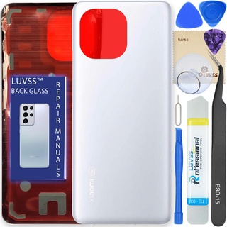 LUVSS Akkudeckel Kompatibel für Xiaomi Mi 11 Rückseite Glas Deckel Backcover Ersatz Reparatur Set (Weiß)
