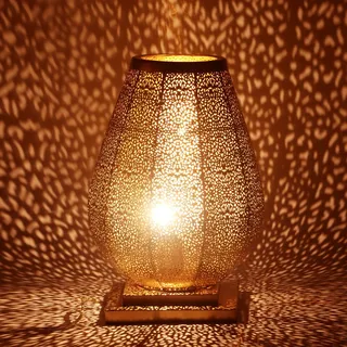 Orientalische Lampe Leuchte Nachttischlampe Manal - Gold