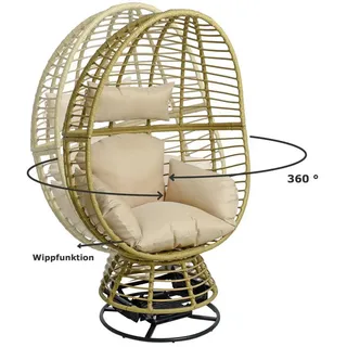 Estexo Polyrattan Loungesessel Schwingsessel Rattan Sessel Relaxsessel Stuhl Beige