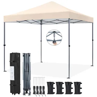 Yaheetech Faltpavillon 3 x 3 m inkl. 4 Seitenteile Beige