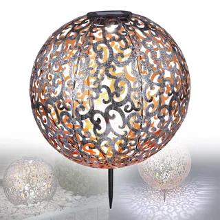 Solarlampe für Außen Garten Kugel Antik Optik - Gartendeko Solar Vintage - Solarleuchte Garten Deko Balkon - Außenlampe LED Solarkugel - Gartenlampe Durchmesser 28,5 cm