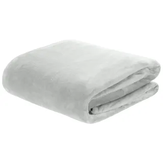 Brandsseller Flanelldecke Supersoft Kuscheldecke Tagesdecke Wohndecke - Uni - 180 x 220 cm (180 x 220 cm, Hellgrau)