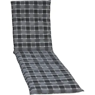 Gardenson Liegenauflage , Grau , Textil , Karo , Füllung: Schaumstoff, Fleece,Schaumstoff, Fleece , 60x6x193 cm , bügelfrei, formstabil, für den Außenbereich geeignet, wetterfest, mittels Bändern zu befestigen, mittels Gurtband zu befestigen , Gartenmöbel, Gartenpolster & Auflagen, Liegenauflagen